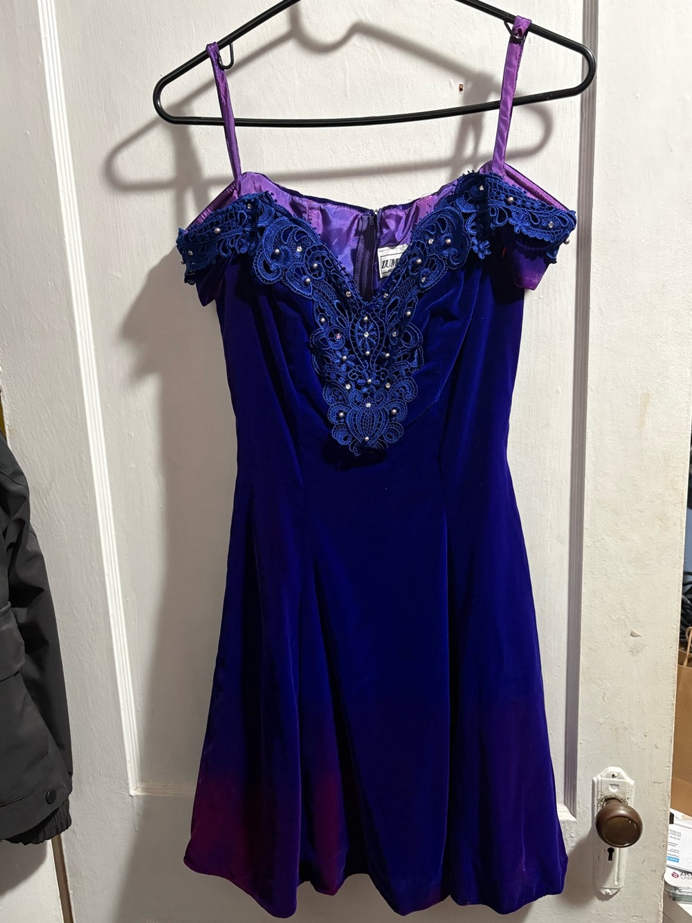 Vintage Y2K Elegant Off-Shoulder Velvet Dress in Royal Purple